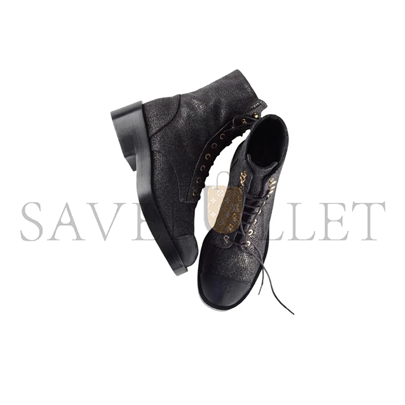 CHANEL LACE-UPS FABRIC & GROSGRAIN BLACK G39162 Y55902 94305